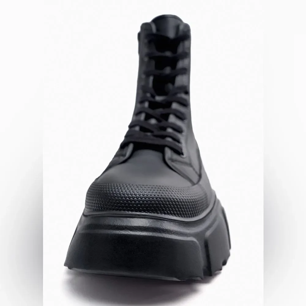 Zara Threaded High-Top Sneakers Boots New